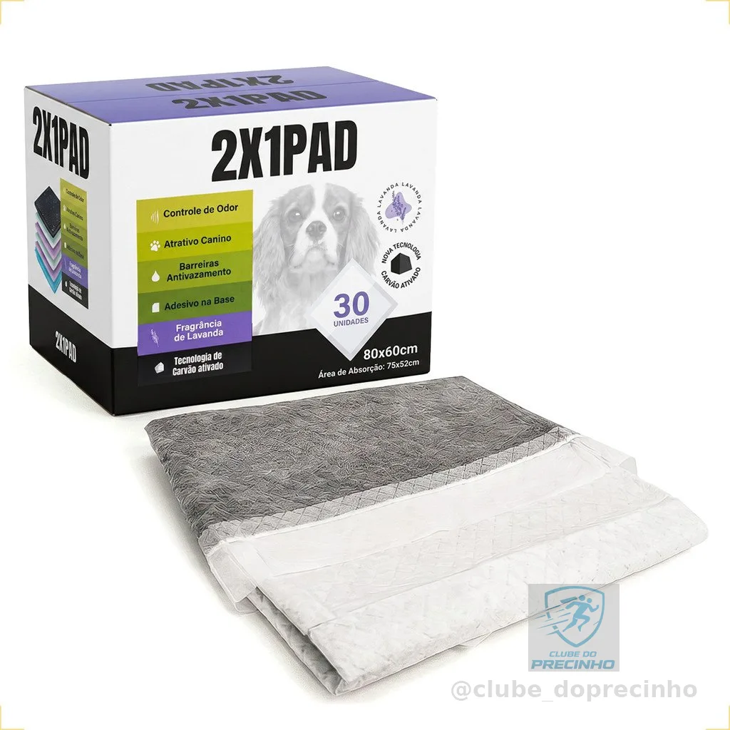 Tapete Higiênico Pet 80x60 Lavanda Carvão Ativado 2 em 1 Para Cães e Cachorros