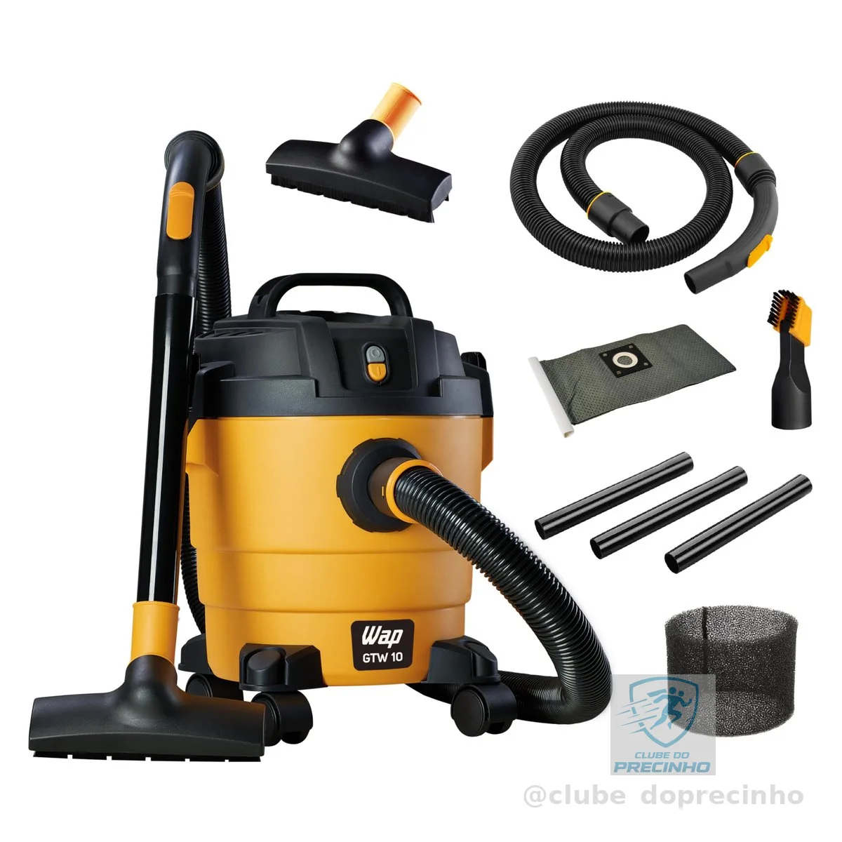 WAP Aspirador de Pó e Água GTW 10, Compacto, 10 Litros, com Mangueira de 1,5 Metros, Filtro Lavável, 140mbar 1400W 127V