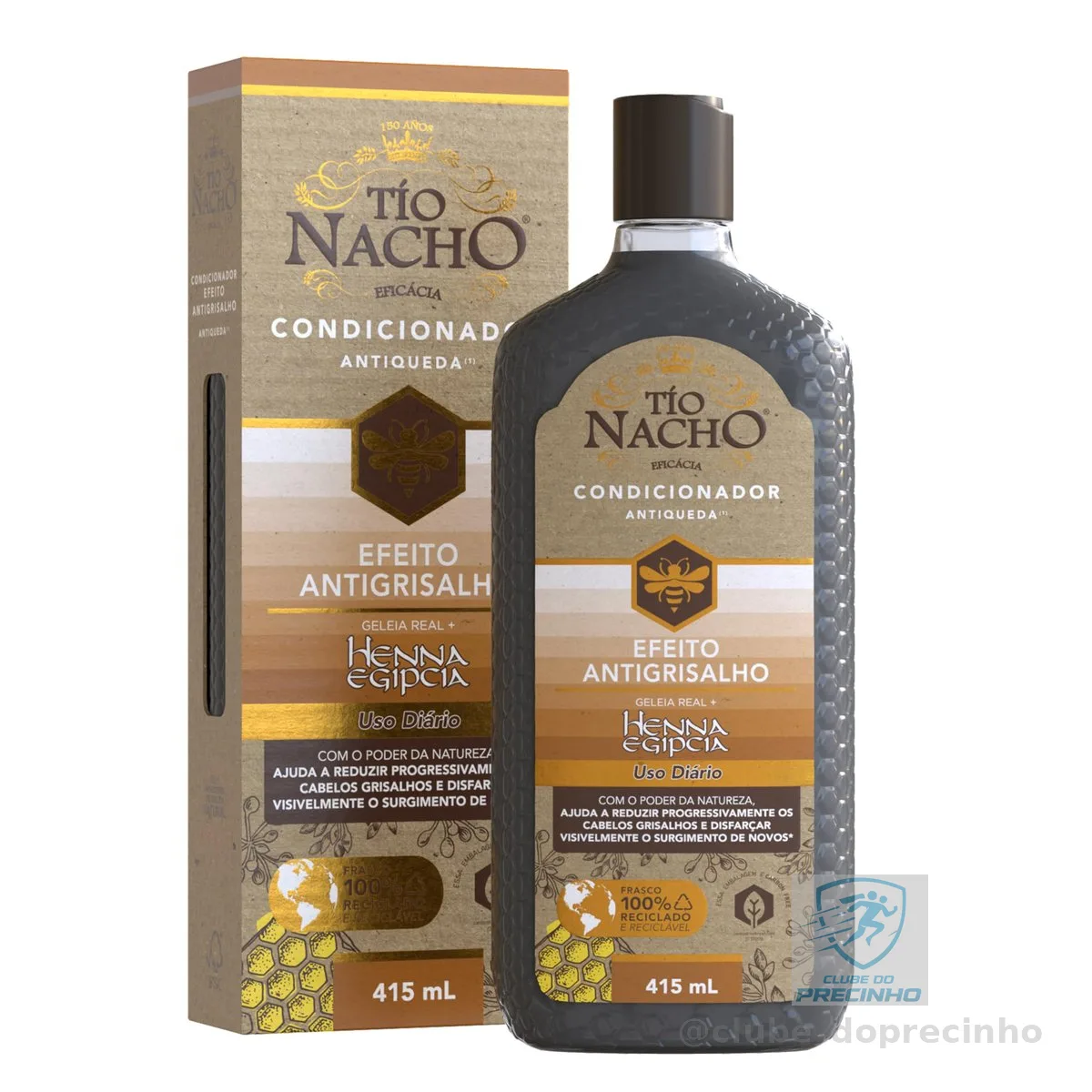 Condicionador Tio Nacho Antiqueda Antigrisalho com Henna Egípcia e Geleia Real para Cabelos Grisalhos e Fracos, 415 ml