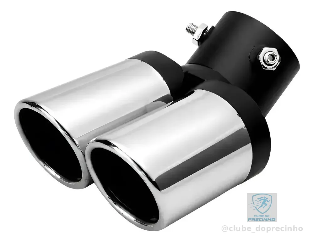 Ponteira Dupla Escape Inoxidável Universal Modificação Carro Prateado