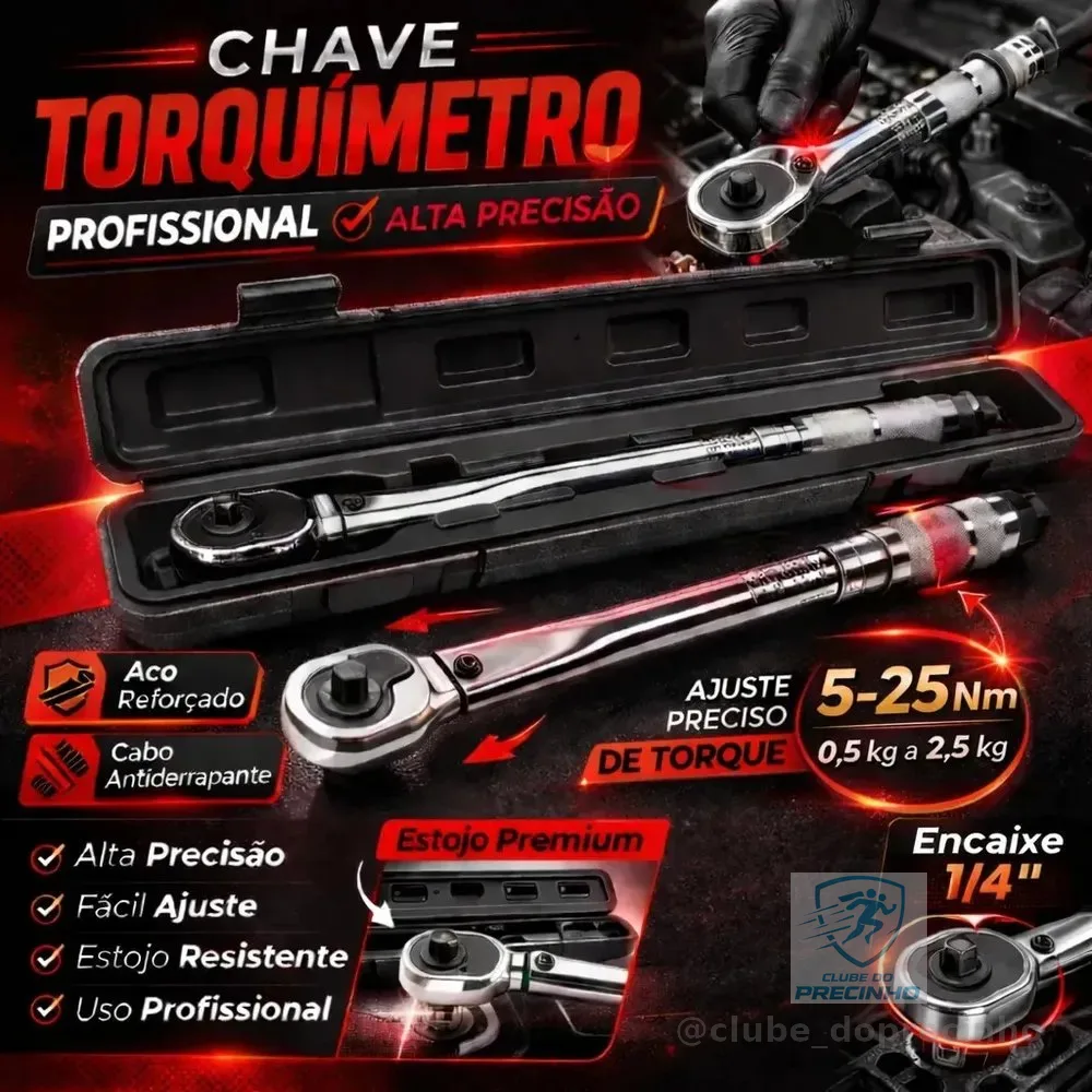 Torquimetro Estalo Mini P/ Soquete 1/4 5-25 Nm 0,5kg A 2,5kg MFL