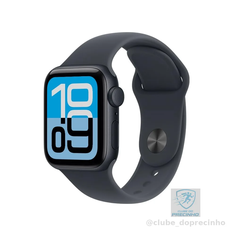 Apple Watch SE 3 GPS, Caixa em alumínio meia‑noite de 40 mm com Bracelete desportiva meia‑noite - M/G