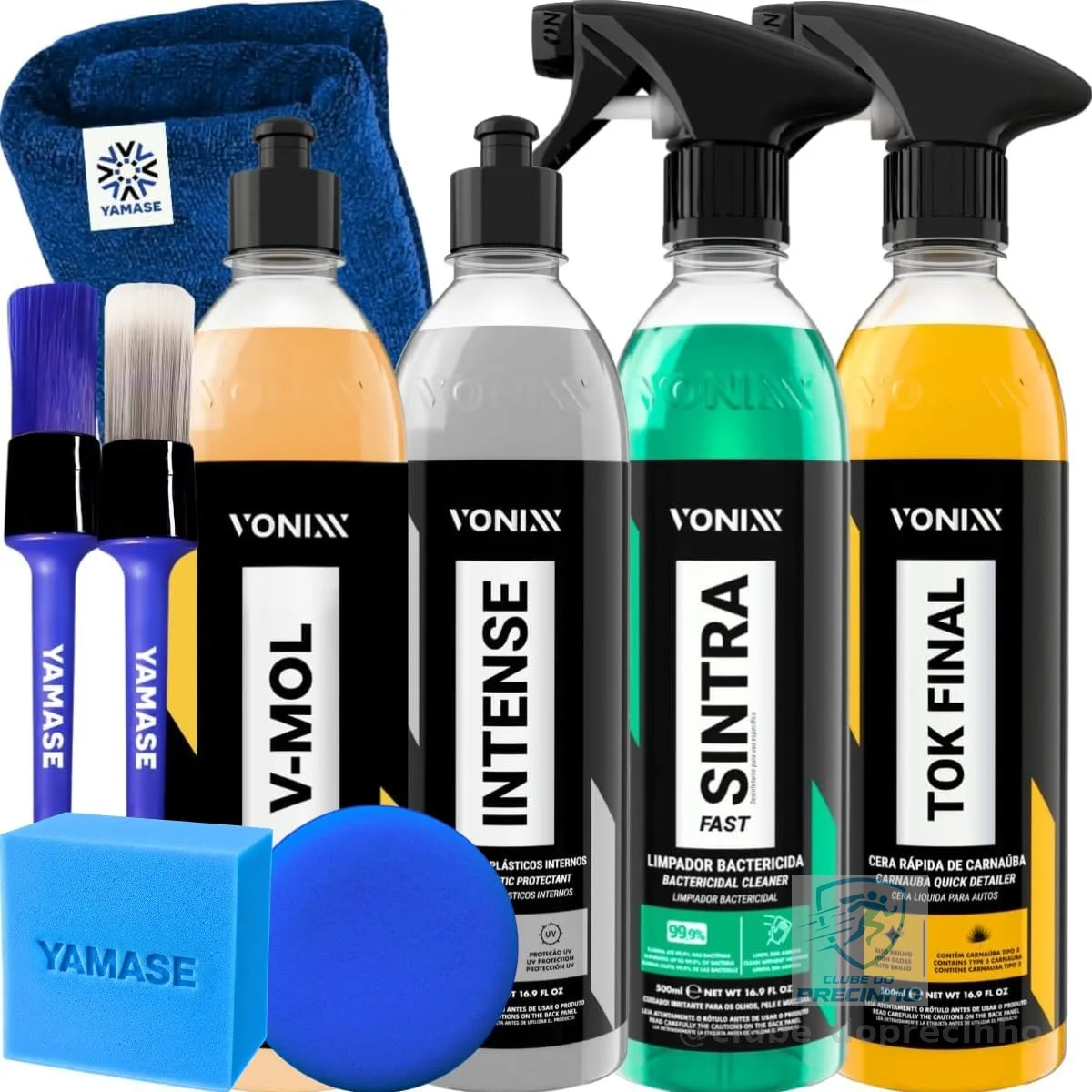 Kit Limpeza Automotiva Completa Vonixx Cera Carnauba Tok Final V-mol Revitalizador de Plasticos intense Sintra fast