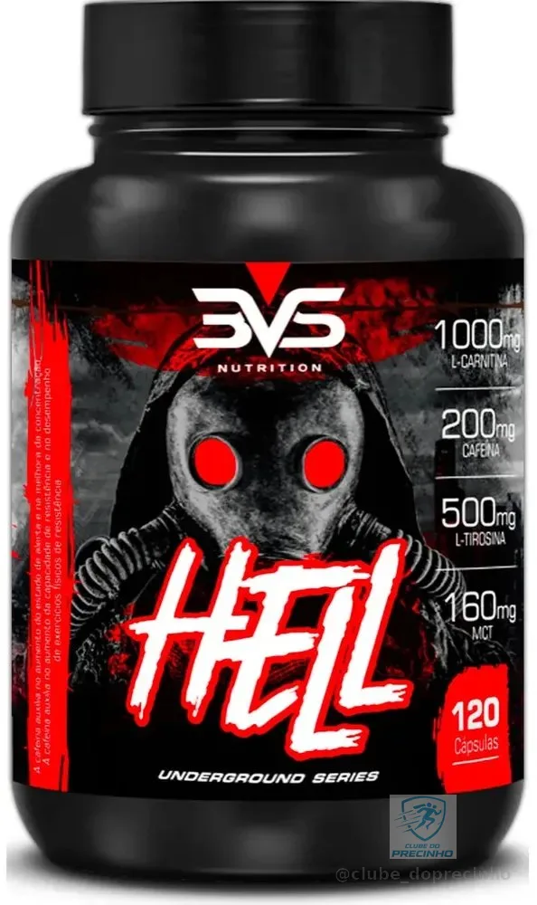 HELL 120 Cápsulas - A Combinação Perfeita ee 7 Ingredientes com Cafeína, L-Carnitina, L-Tirosina, TCM, Picolinato de Cromo e Vitaminas