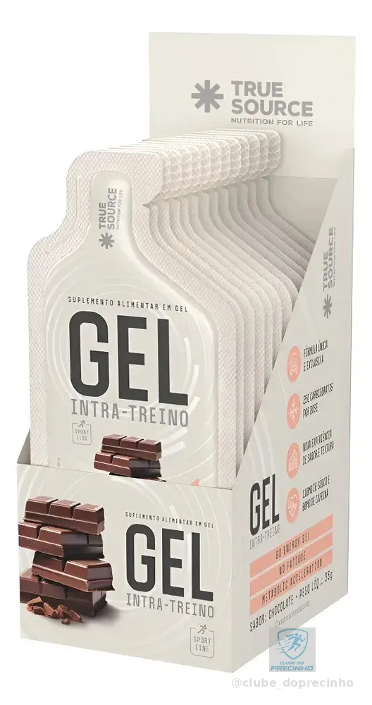 Gel Intra Treino Carbo True Source Vitamina B6 Potássio Chocolate | 10 Sachês Com 35g