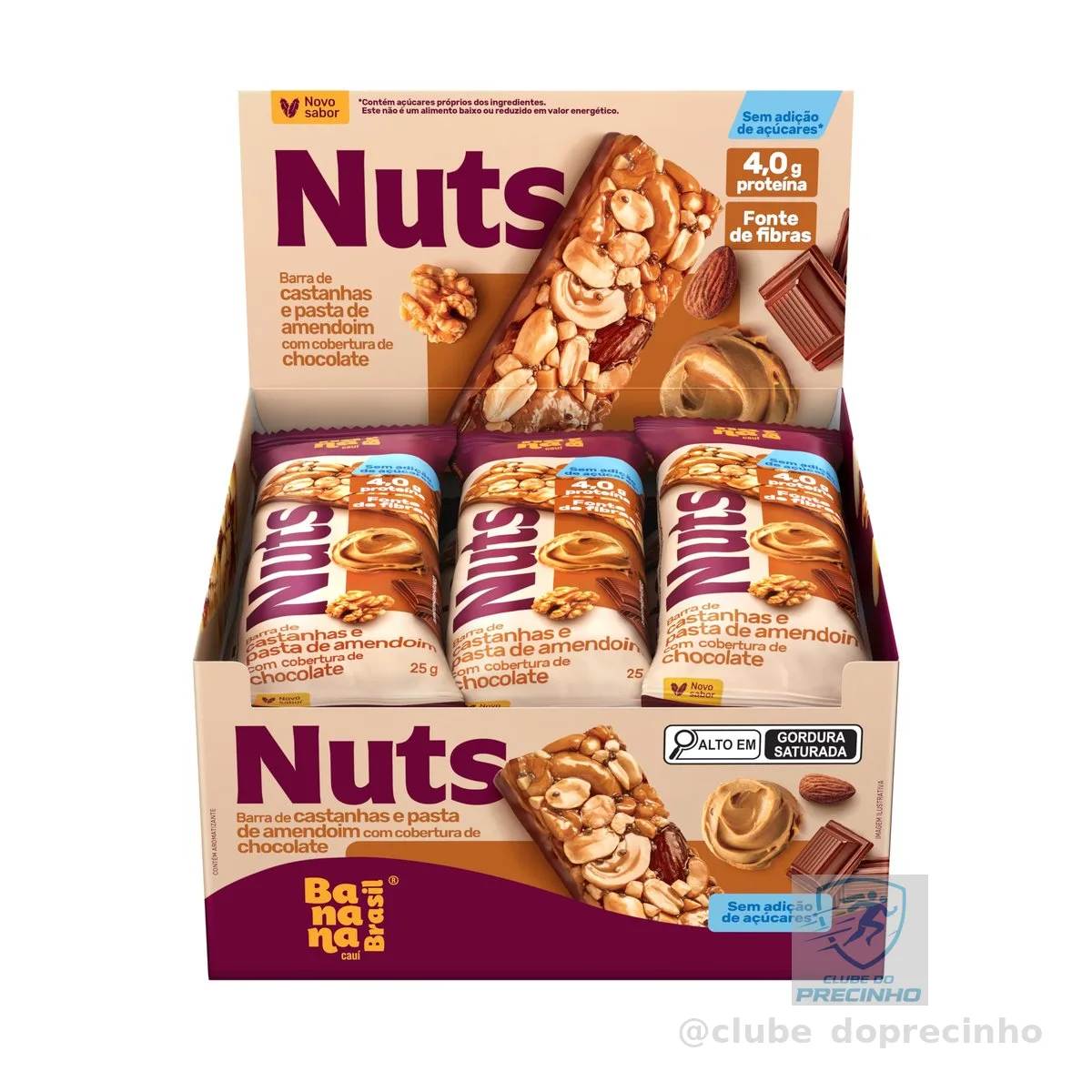 Nuts Castanhas e Pasta de Amendoim com Chocolate 12un 25g Banana Brasil