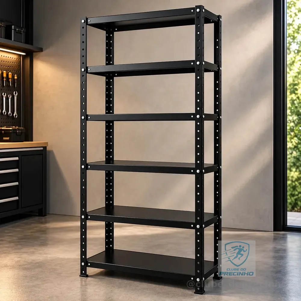 Estante De Aço 6 Prateleiras 198x70cm Multiuso Resistente Preto