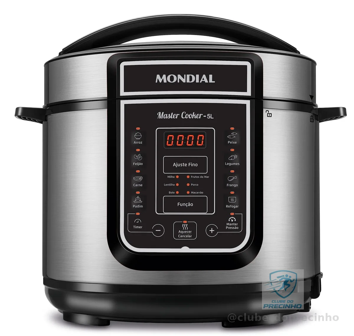 MONDIAL Panela de Pressão Elétrica Digital 5L, Preto/Inox, 900W, 110V - PE-38