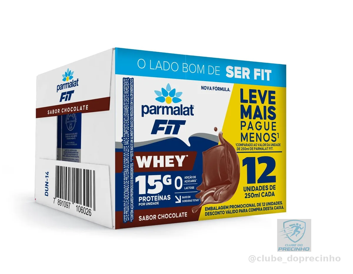 Parmalat Fit Bebida Proteica Chocolate 15g de Proteína 250mL – 12 Unidades