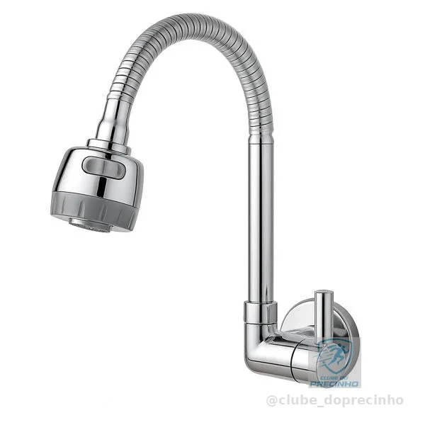 Torneira Gourmet Flexível Cromada com Alavanca e Bica Articulada para Cozinha
