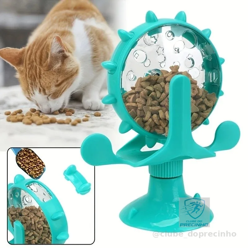 Brinquedo Para Gatos Divertido Moinho De Vento Mesa Giratória Com Ventosa Roda Gigante Porta Petisco