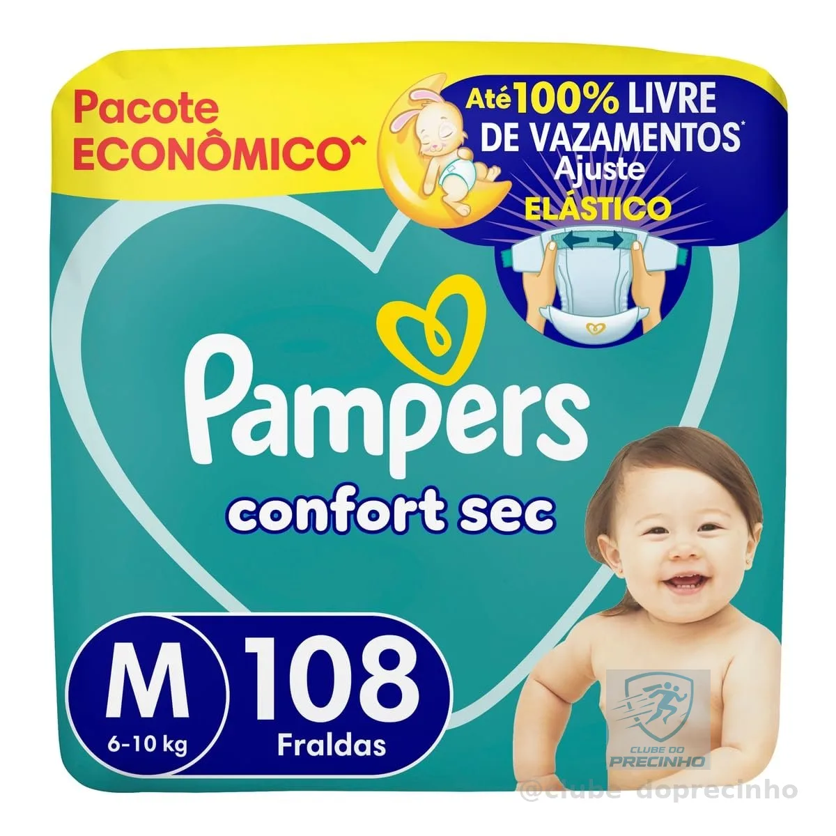 Fralda Pampers Confort Sec Tamanho M, 108 Unidades