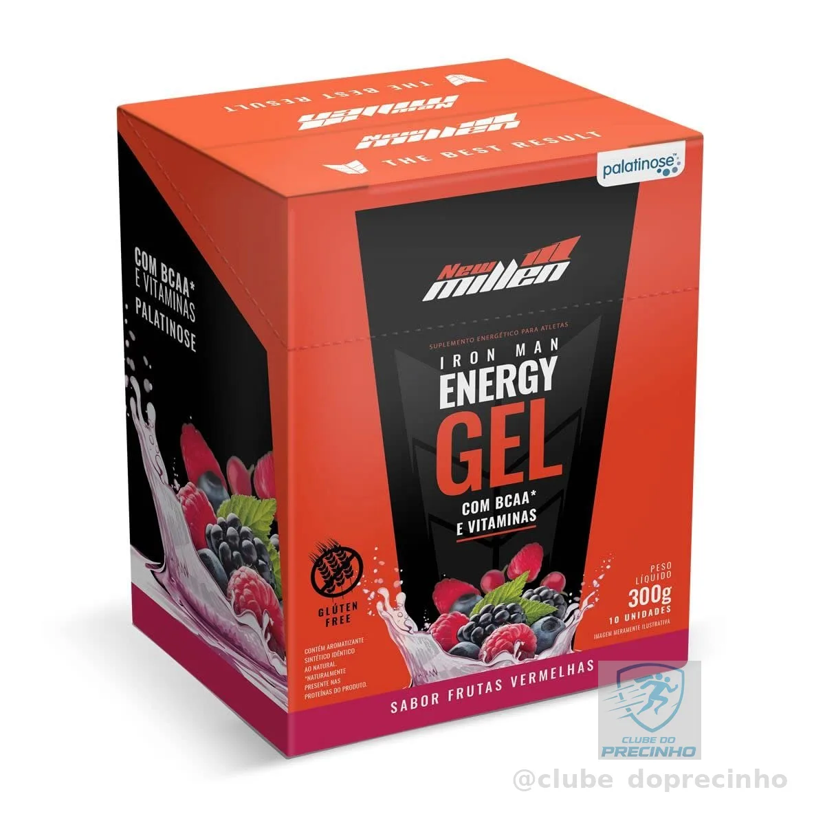 Iron Man Instant Energy Gel - 10 Unidades 30G Frutas Vermelhas - New Millen Pacote de 10