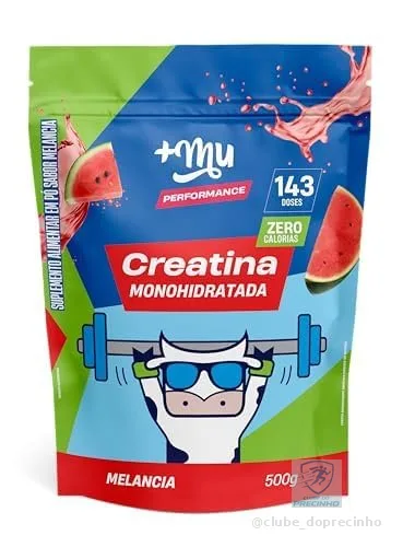 Creatina, Mais Mu, Sabor Melancia, 100% Pura, Mais Força e Desempenho – 500g