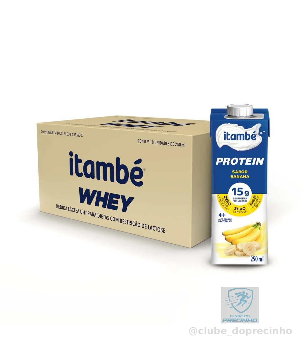 Itambé Whey Bebida Proteica Banana 15g Proteína 250mL 18 Unidades