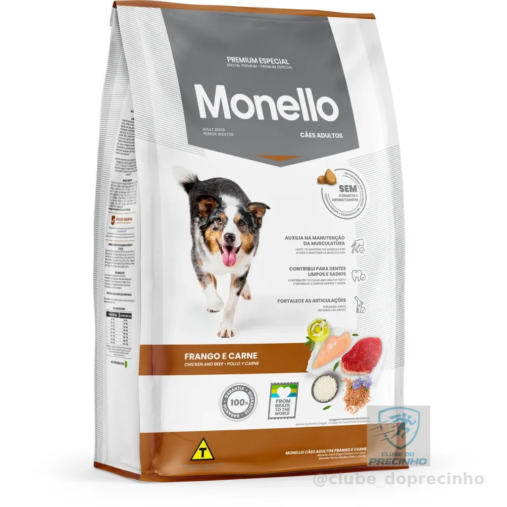 MONELLO CÃES ADULTOS FRANGO E CARNE 15KG