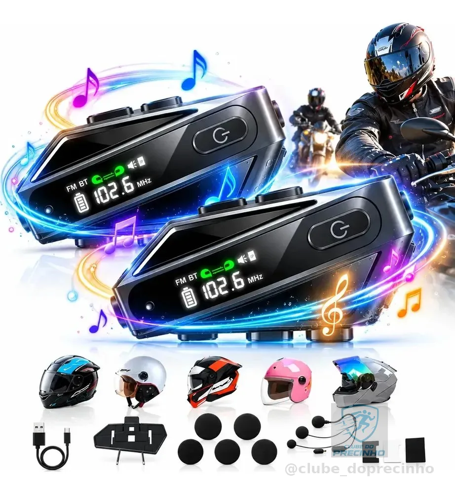 Par Intercomunicador Capacete Moto Kuerl Bluetooth Sem Fio