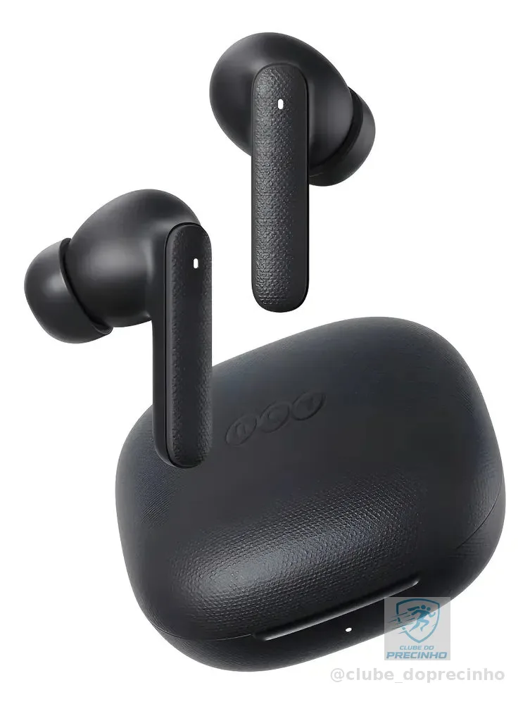 Fone de OuvidoQCY Buds T43 ENC Bluetooth 5.3, IPX4, 35H de Reprodução, Drivers de 10mm, Cor Preto
