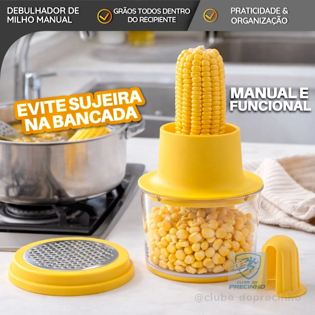 Debulhador Descascador Ralador Espiga Milho Recipiente Redondo 400ml