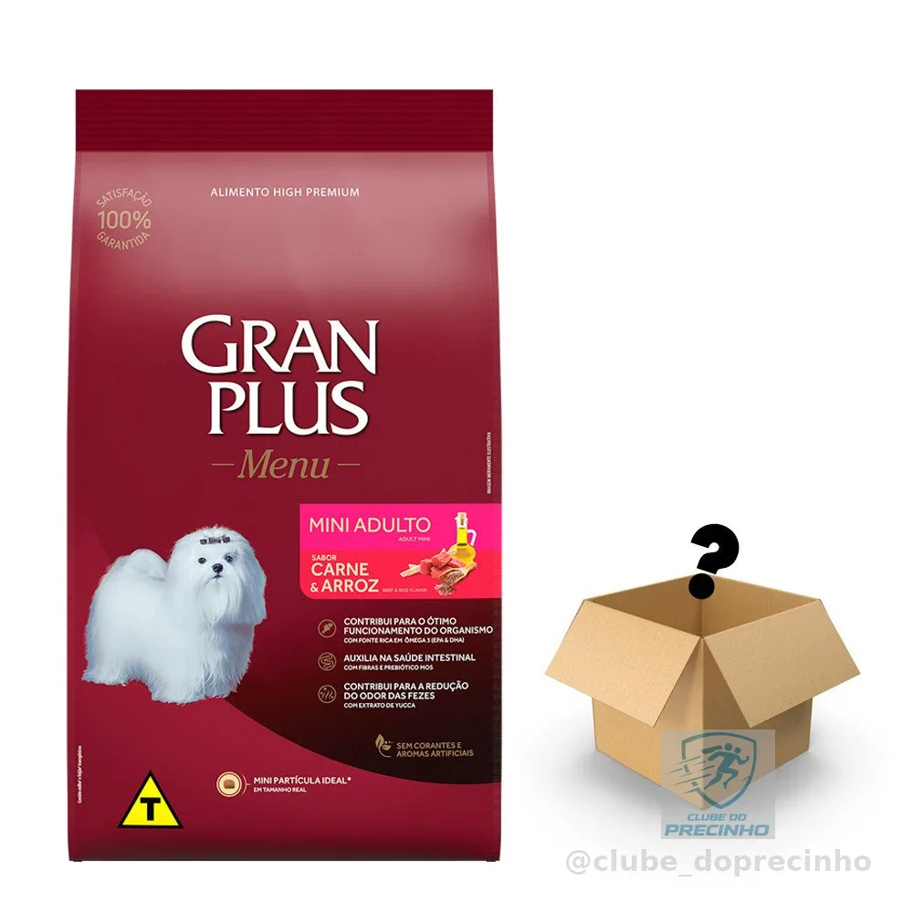 Ração Gran Plus Cães Menu Adultos Mini Carne E Arroz -15Kg