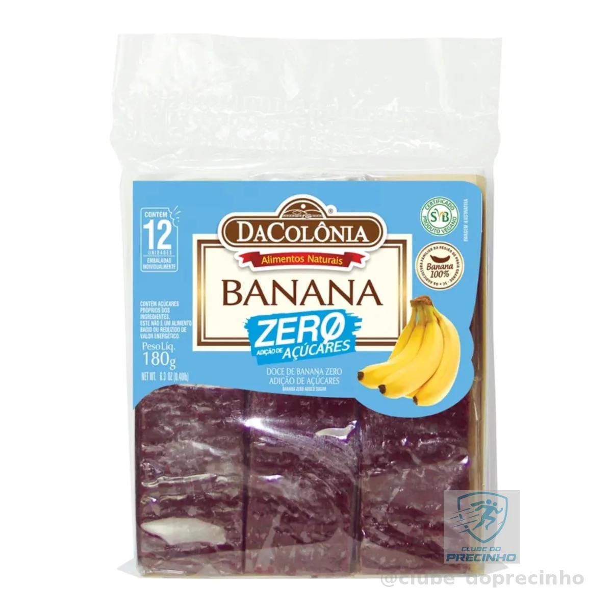 Bananinha Zero Açúcar Da Colônia 180g Cartela com 12 unidades de 15g