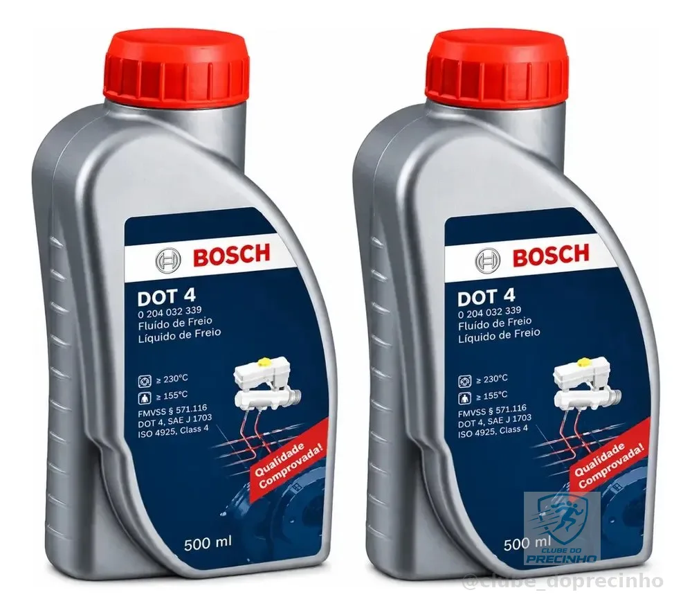 Kit 2 Fluido de Freio DOT 4 Bosch Original 500ml - 1 Litro