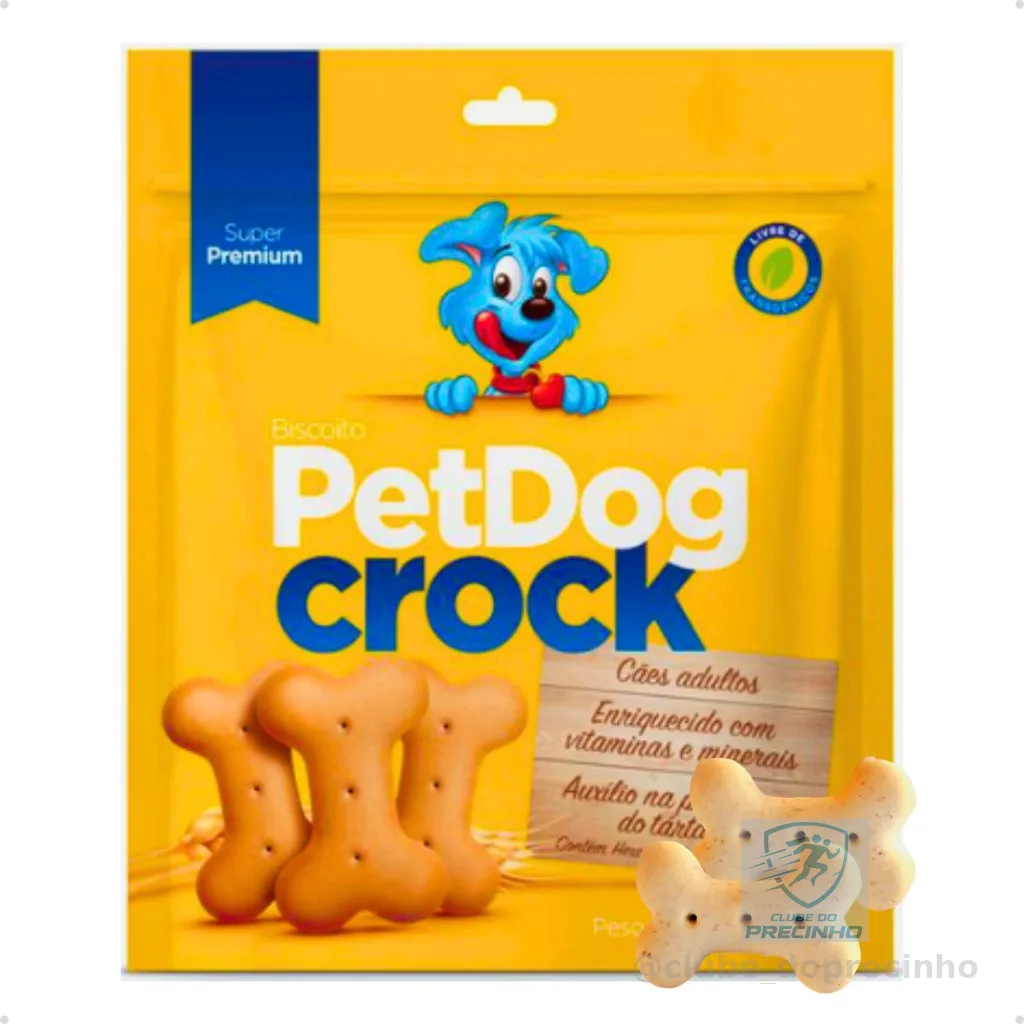 Biscoito Petisco para Cachorro PetDog Crock Super Premium Tradicional Raças Médias e Grandes 1 Kg