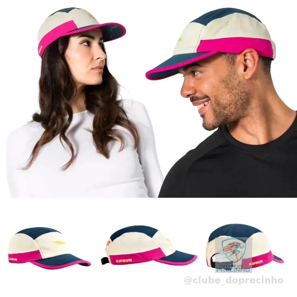 Boné de Corrida Adulto Unissex 5 Painéis Kiprun Azul Marinho Pink