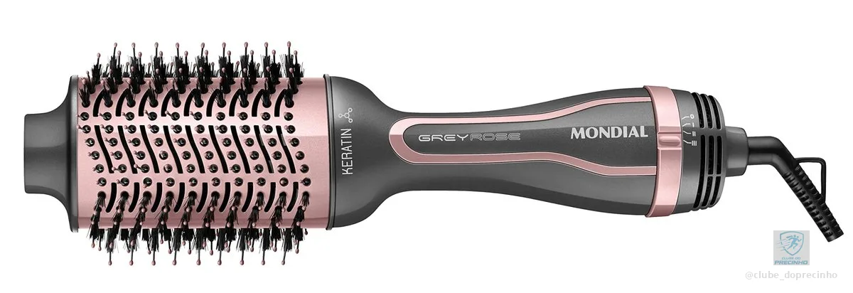 MONDIAL Escova Secadora Keratin, Bivolt, Grafite/Golden Rose - ES-11-BI