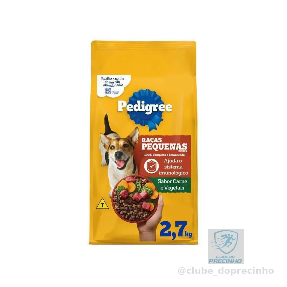 Ração Carne e Vegetais Cães Adultos Raças Pequenas e Minis 2,7 kg Pedigree