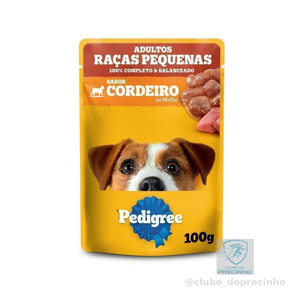 Ração Úmida Pedigree Sachê Cordeiro ao Molho para Cães Adultos de Raças Pequenas 100 g