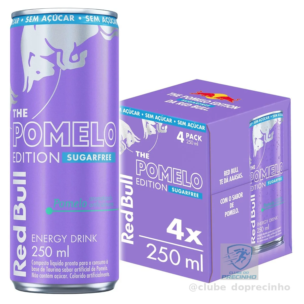 Red Bull Energético, Pomelo, Sem Açúcar, 250ml, 4 latas
