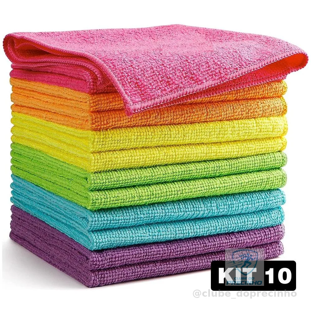 Kit 10 Panos De Limpeza Microfibra alta absorção Multiuso