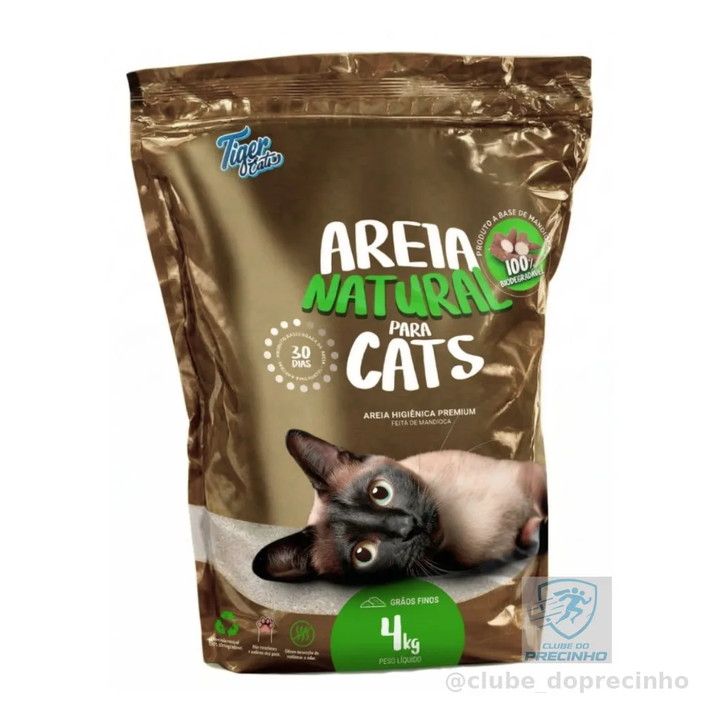 Areia Higiênica Biodegradável Mandioca Para Gatos Tiger Cats