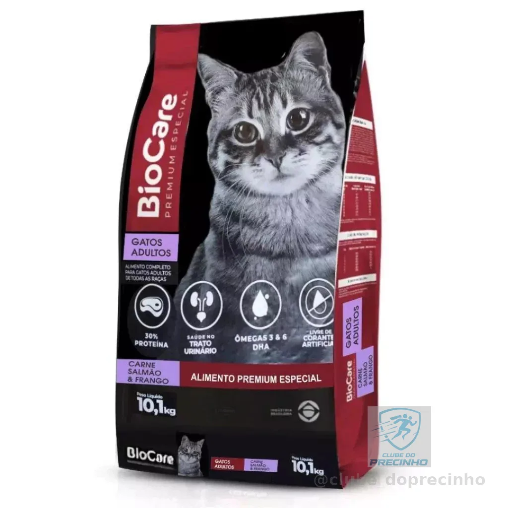Ração Gatos Adultos Biocare Selection Salmão, Carne e Frango 10,1kg