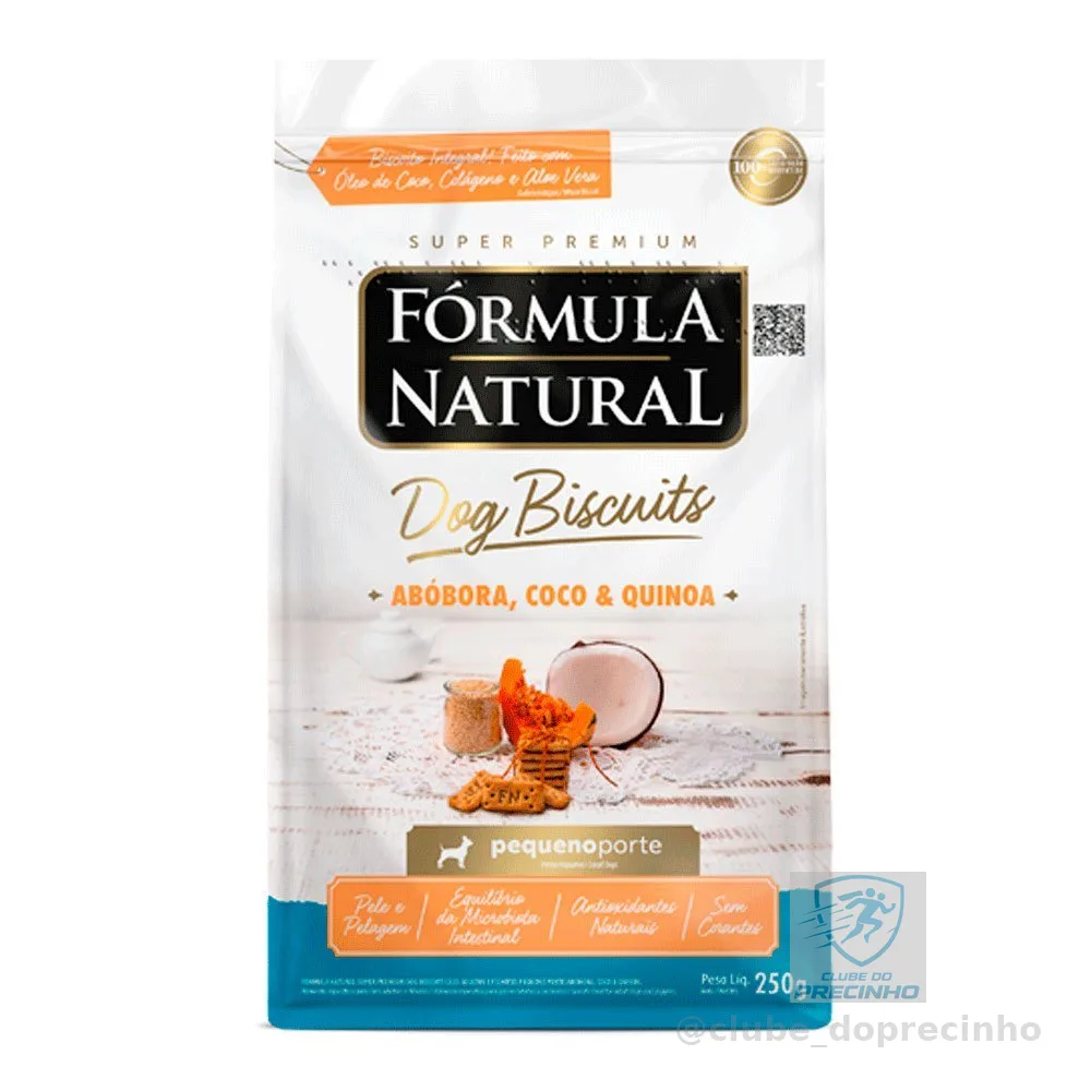 Biscoito Fórmula Natural Dog Biscuits Cães Adultos Porte Mini e Pequeno Abóbora 250g