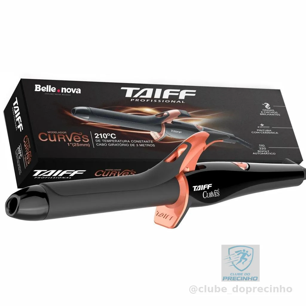Modelador Cachos Taiff Curves 25mm 210°C Profissional