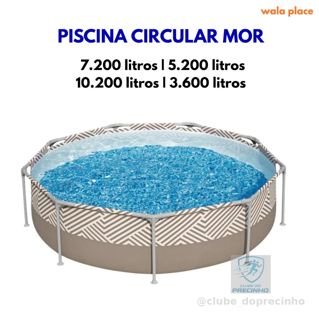 Piscina 7200 Litros Circular Estrutural, ou 10200L ou 5200L ou 3600L Redonda Mor