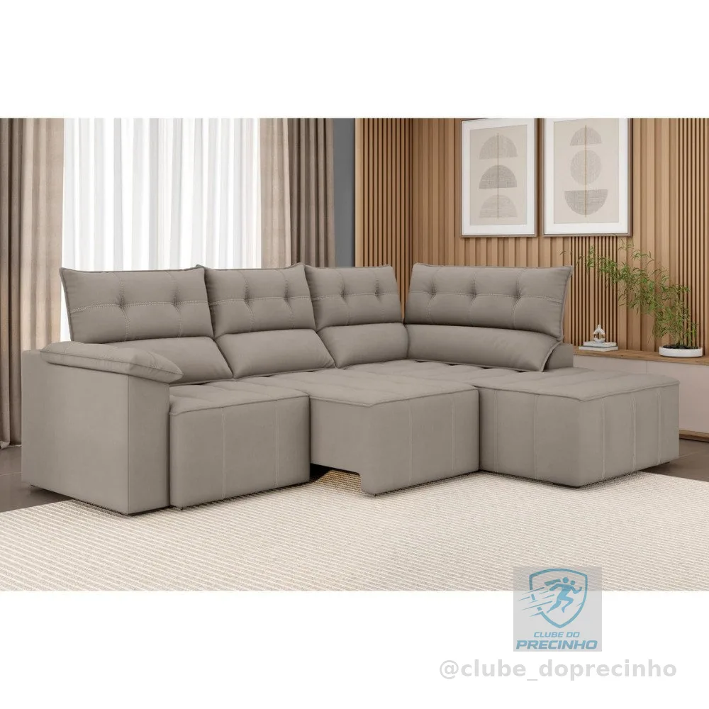 Sofá de Canto 5 Lugares Santorini 230cm Retrátil Luizzi