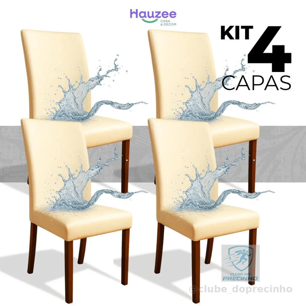 Kit 4 Capas de Cadeira em Corino 100% Impermeável Encaixe Perfeito