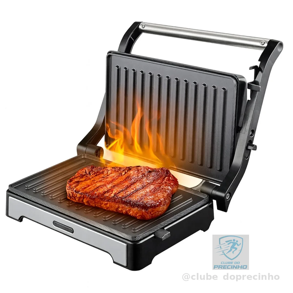 Sanduicheira e Mini Grill HQ 180º 1000W Antiaderente Inox HQ-SG002 220V