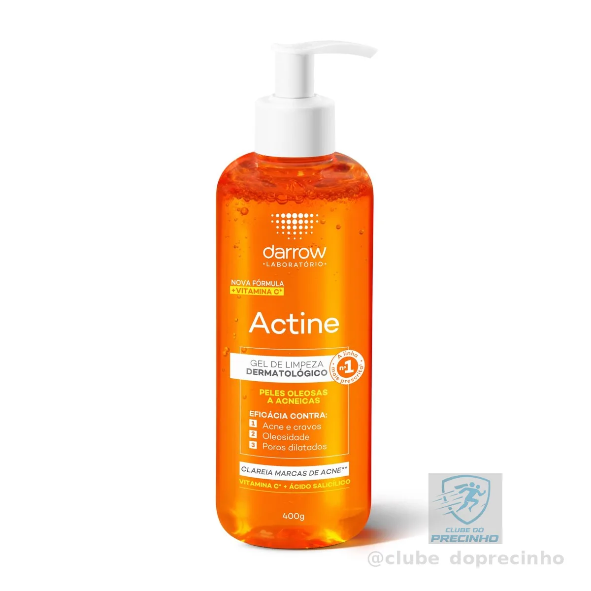 Darrow Actine Gel de Limpeza Facial Pele Acneica com Ácido Salicílico e Vitamina C 400g