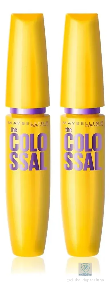 Maybelline NY The Colossal Volum' Express, Kit Máscaras de Cílios, Volume Colossal, Remoção Instantânea com Água, Fórmula com Colágeno, Cor Preto, 2 Unidades