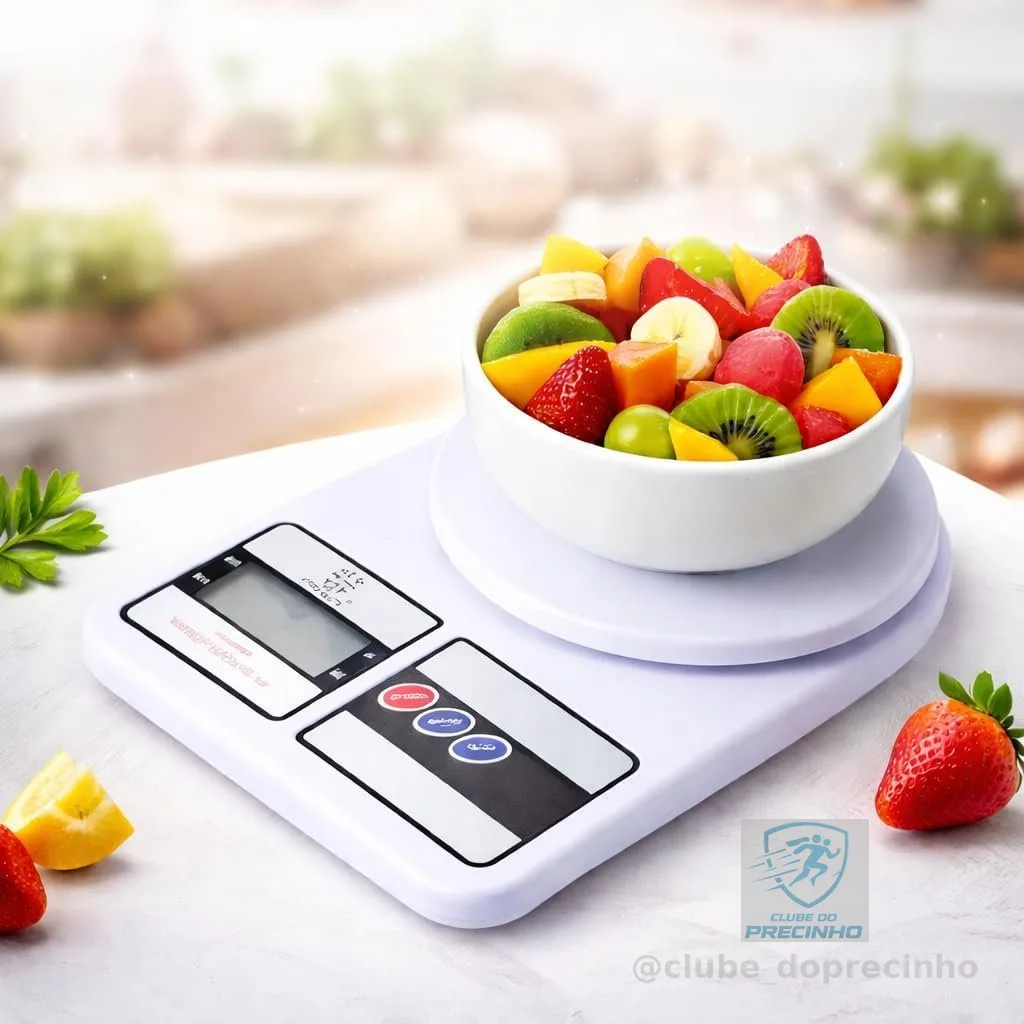 Balança de Cozinha Digital Premium Gourmet Resistente à Água Portátil Base Antiderrapante Visor de Alta Definição Pesagem Precisa Durável Moderna Ideal para Alimentos Frescos Doces Salgados Compacta