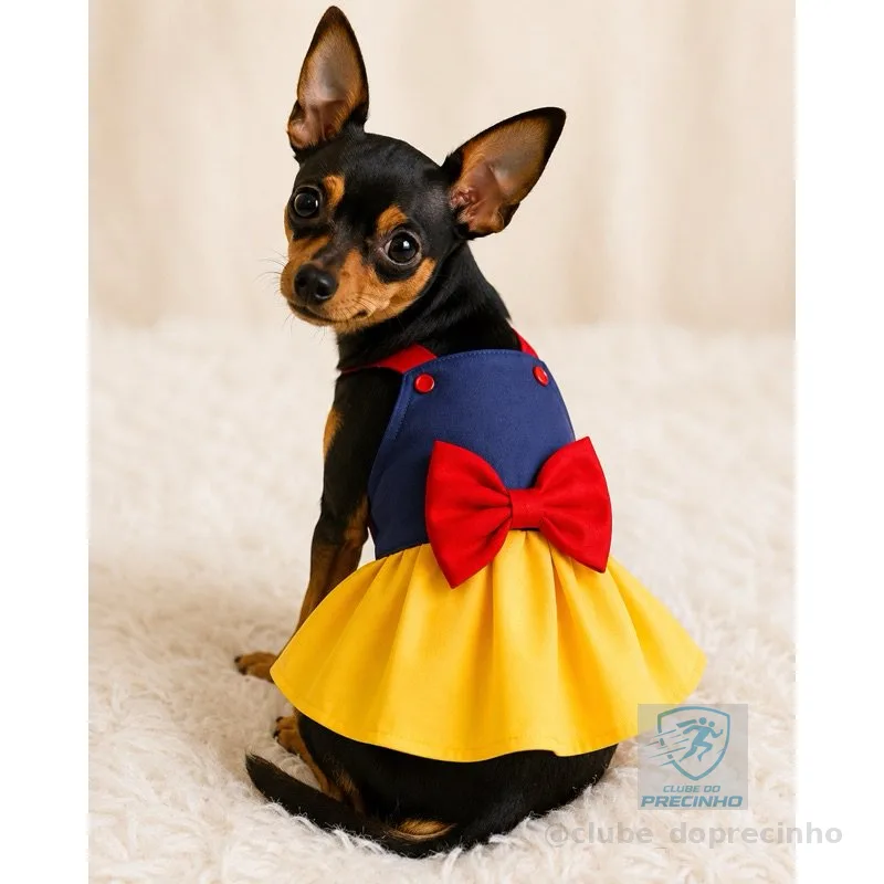 Vestido Pet para Cachorro com Laço | Roupa para Cachorra Pequena | Tamanhos RN ao 4