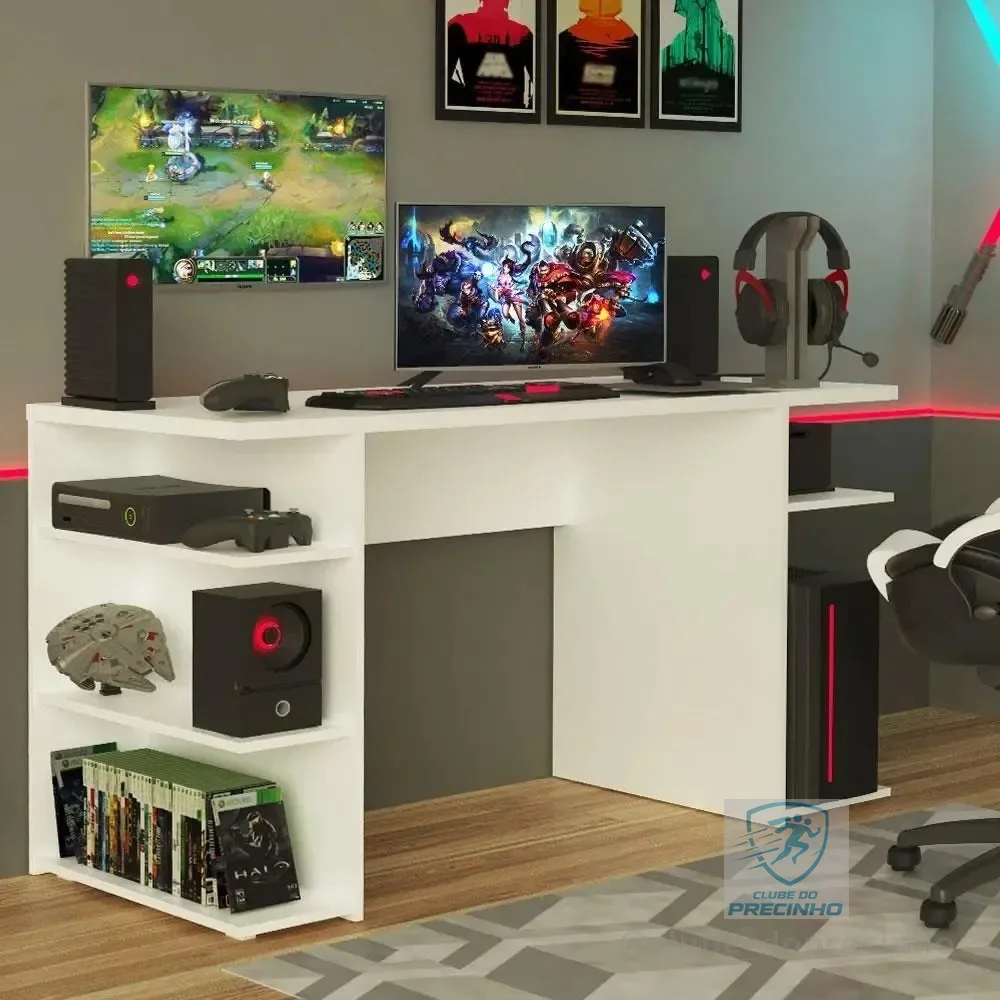 Mesa Gamer Madesa 9409 - Branco Branco