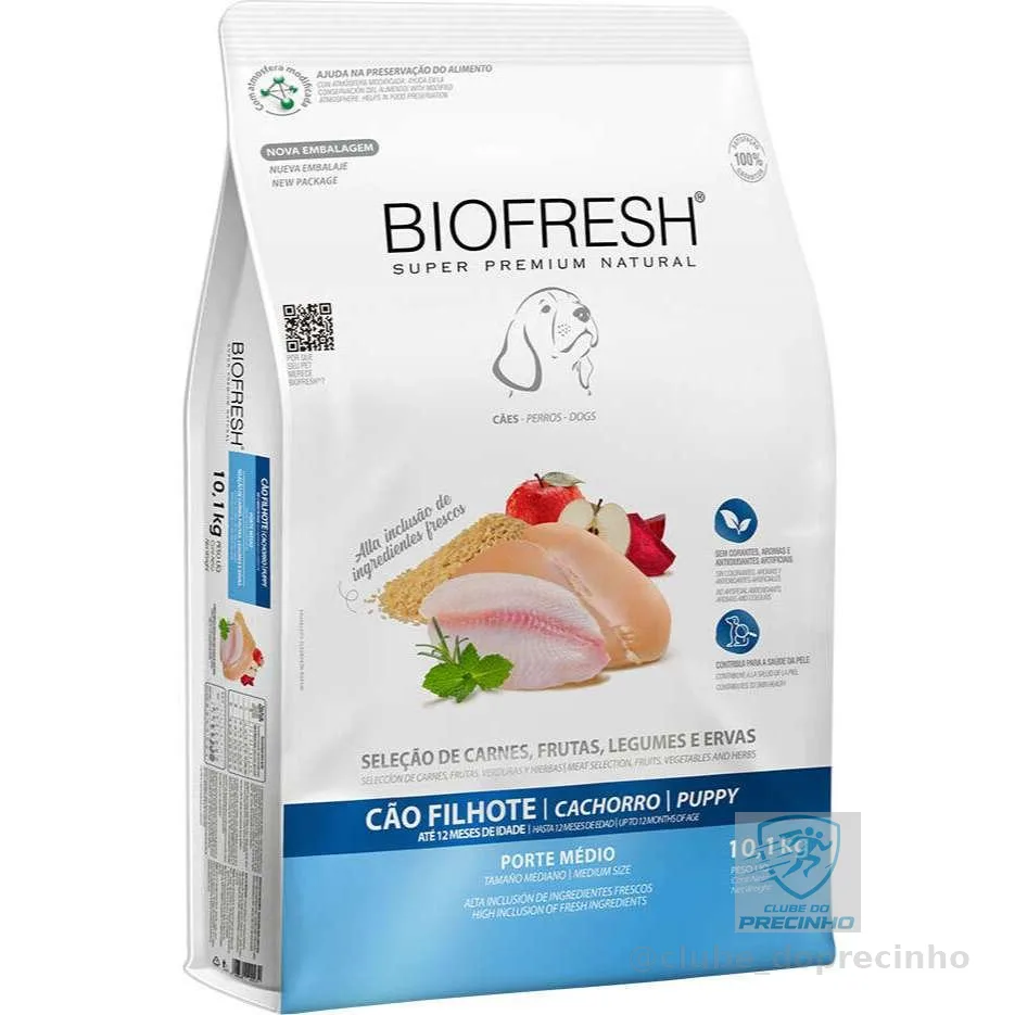 Ração Biofresh 10,1Kg Cães Filhotes Raças Médias Mix de Carnes