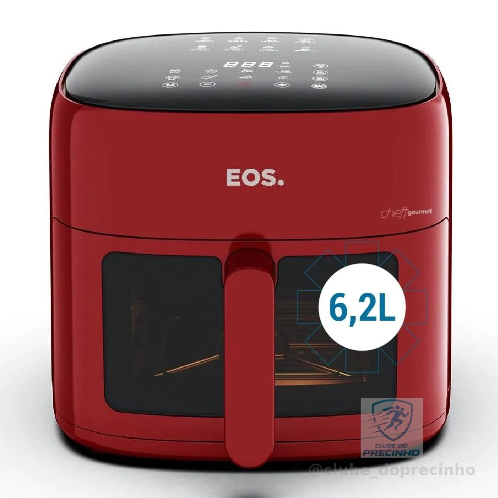 Fritadeira Sem Óleo Air Fryer Eos Chef Gourmet 6.2 Litros Compacta Digital Vermelho Eaf60v 220v