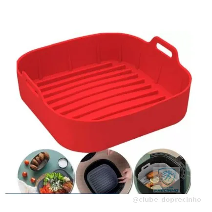 1/2/3 Forma De Silicone Air fryer Antiaderente Cesto Silicone Fritadeira Elétrica Quadrado