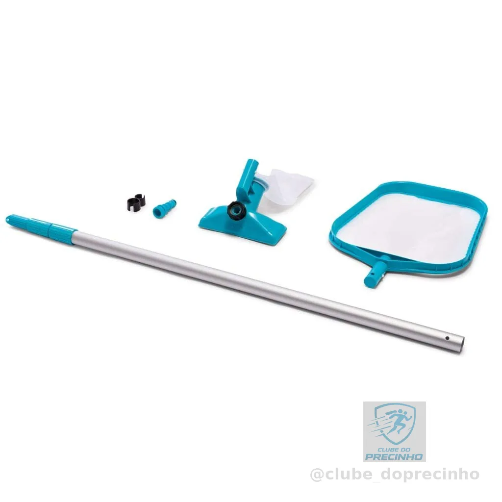 Kit Manutenção P/ Piscina - Peneira e Aspirador (cabo 2,39m) Intex - Turquesa